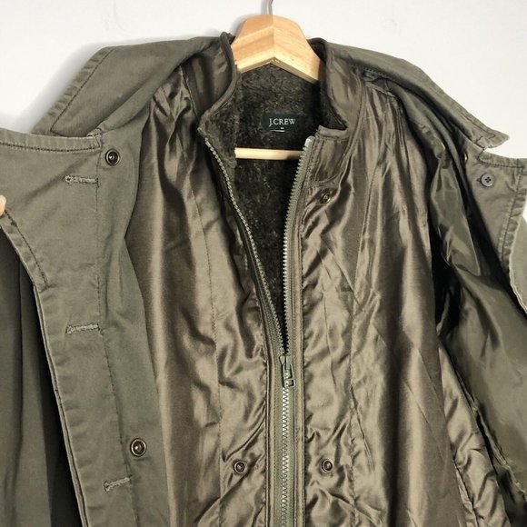 J. Crew Men Military Coat Two Layers Fleece Vest & Canvas Jacket M Army Green - Picture 2 of 12